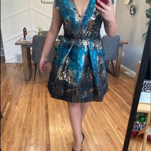 Vince Camuto Metallic Fit and Flare Dress